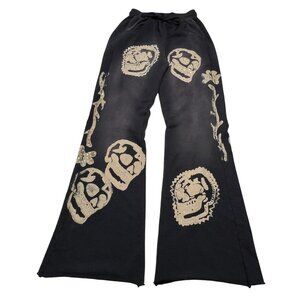 Alchemist Skull Rhinestone Graphic Print Sweatpants in Black
